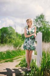 Green dress with flowers