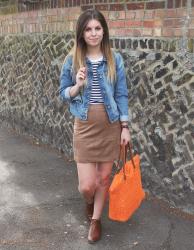 Outfit // New Look a-line suede skirt