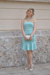 OUTFIT: GREEN WATER STRAPLESS DRESS