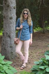 Polka Dot Chambray and Blush Jeans