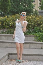 SUMMER OUTFIT: WHITE DRESS AND MINT MULES