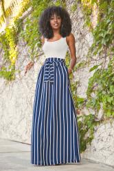 Fitted Tank + Vertical Stripe Maxi Skirt