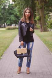 LEATHER JACKET & RIPPED JEANS || Stylizacja codzienna + recenzja kosmetyczna SHINY BOX CZERWIEC 2015