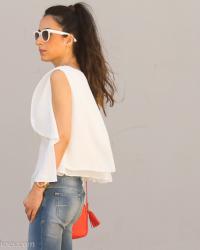 White Layered Top and Colorful Accessories