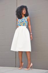 Cowl Neck Blouse + Full Midi Skirt