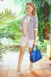 {Outfit}: Striped shorts and Blazer