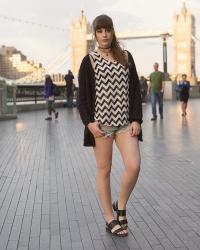 OUTFIT: The Tower Bridge - Striped Shirt and Denim Shorts