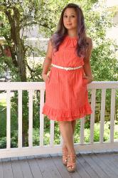 *orange eyelet lace dress*