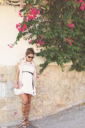 beaded white short dress