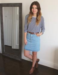 Outfit // MOTO High-Waisted Denim Skirt