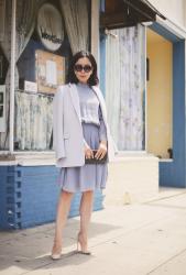 Lilac Monday: Tailored Blazer & High Neck Dress