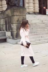 pink trench coat