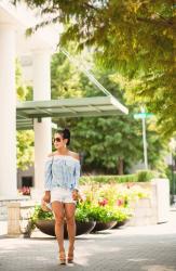 Off-Shoulder Tribal Print + Lace