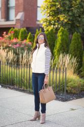 Ivory Quilted Vest + Stripes
