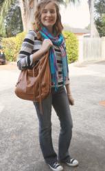 Flared Jeans, Striped Tops, Converse and Balenciaga Day Bag