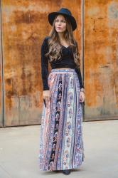 FRINGED CROP TOP + BOHO SKIRT