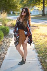 Old Navy Poncho + Suede.