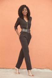 Black Quarter Sleeve Jumpsuit