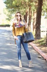 mustard tunic + best skinny jeans
