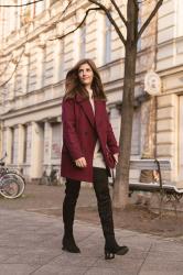 Overknee Boots and Burgundy Coat