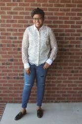 J. Crew Edged Lace Blouse 