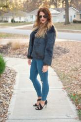 Navy Faux Fur.