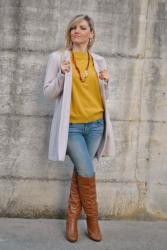 OUTFIT: MUSTARD SWEATER AND SKINNY JEANS - COME ABBINARE IL COLOR SENAPE -