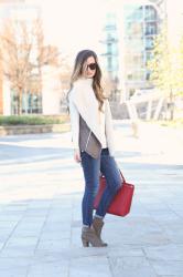 Shearling Vest + Pop of Red