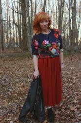 Burgundy Tulle Skirt & Floral Sweater: OMG! I Know Him!!