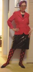 Red Argyle and Black Sequins