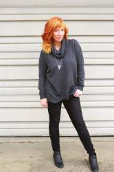 Cowl Neck Tunic Sweater & Distressed Skinnies: It’s Christmas Already?