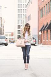 Sequin Jacket + Pops of Blush