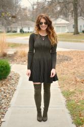 Olive Green Sweater Dress.