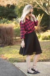 buffalo check + tulle skirt