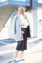 Metallic heels & leather culottes