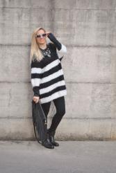 OUTFIT: MAXI SWEATER DRESS - COME ABBINARE UN MAXI PULL A RIGHE -