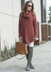 Turtleneck + Over the Knee Boots