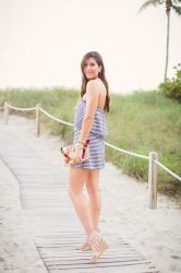 Stripe Strapless Romper