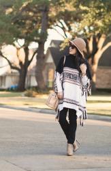 Free People Tassel Poncho + Felt Floppy Hat