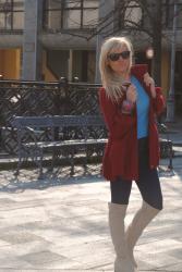 OUTFIT: RED COAT, OVER THE KNEE BOOTS AND MY NEW PIERO GUIDI BAG 