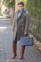 OOTD:  J. Crew Collection Embellished Harris Tweed Topcoat 