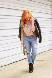 Gold Sequin Top & Leopard Clutch: Goosebumps