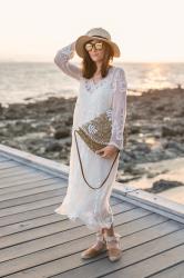 Dinner at the beach: Lace dress and Espadrilles