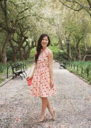 Flamingo Print Flare Dress