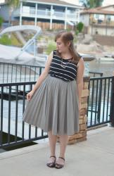 Striped Tank + Pleated Skirt