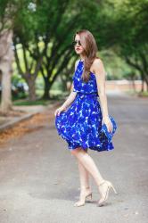 Blue Floral Print Dress