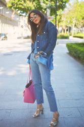 Blue silk blouse