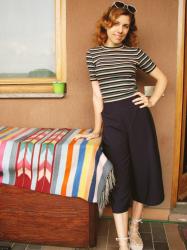 OOTD: Stripes, Lace Up Flats & Culotte Pants