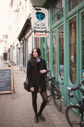 Outfit: preppy office look in tweed mini skirt and brogues