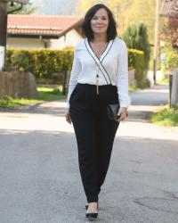Effortless styling of a black and white jumpsuit